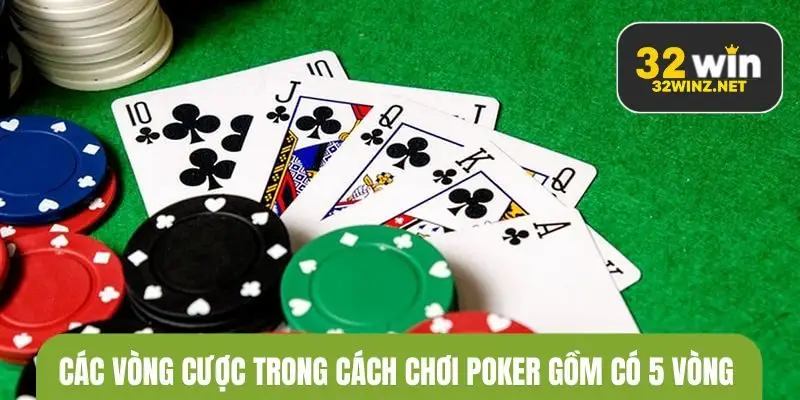 Các vòng cược trong cách chơi poker gồm có 5 vòng 
